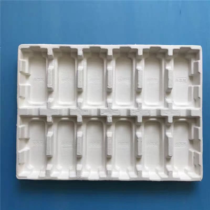 Massager insert packaging, wet pressed white process sugarcane pulp material, pulp-plastic packaging for electronic products.