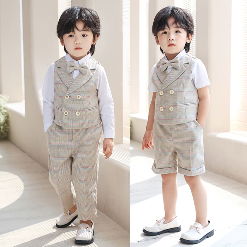 Boys Vest Suit Set Summer Children's Performance Suit Kids Suit Toddler Wedding Flower Boy Outfit Suspenders Pants