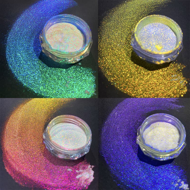 Cross-border new product Highlight Aurora Chameleon Pink Neon Pink Wearable Nail Crafts Glitter Powder Explosive Nail Art Accessories