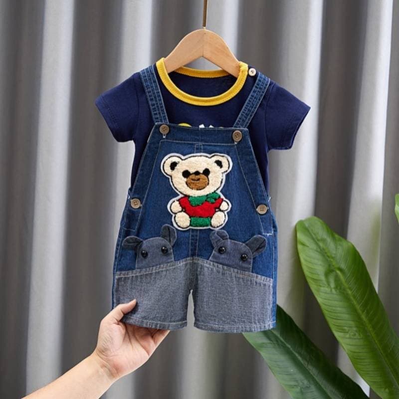 Children's Denim Overalls Baby New Summer Infant Toddler Boys Shorts Set Three-Quarter Shorts