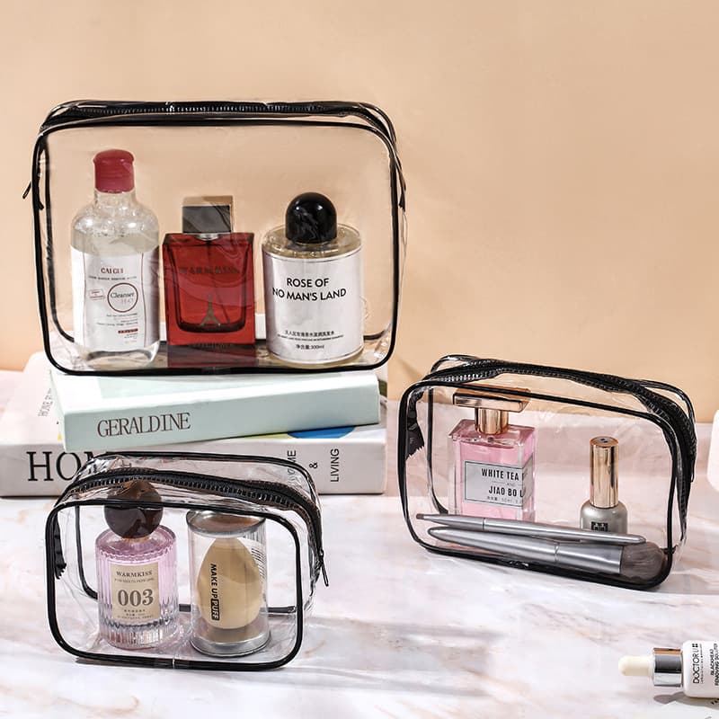 Transparent PVC toiletry bag, travel toiletry bag, high-end waterproof multifunctional cosmetic bag, high-looking customized logo