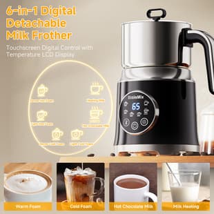 New 1.2L Detachable 6-in-1 Milk Frother Cold & Hot Milk Frother Electric Milk Frother