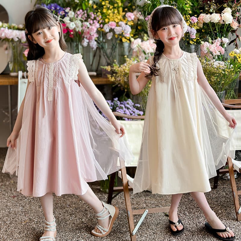 Girls Summer Dress 2026 New Style Cool and Breathable Cotton Princess Dress for Older Girls