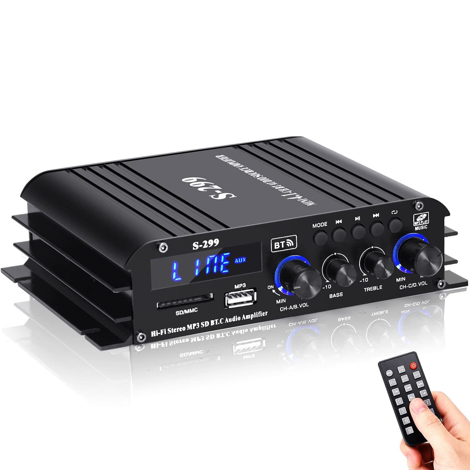 S-299 Bluetooth USB Card Reader with Active Subwoofer Output, Suitable for Home and Car Use, Independent Volume Control