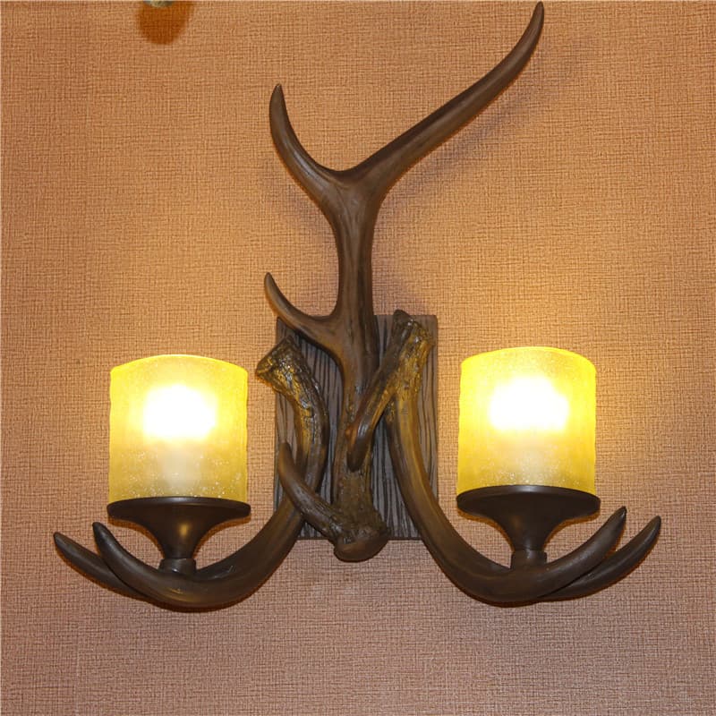 American Retro Antler Wall Lamp, Nordic Creative Personality Dining Room Living Room Corridor Study Clothing Store Decorative Wall Lamp