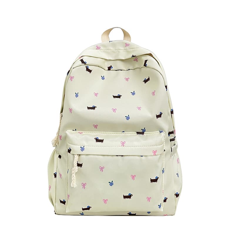 Women's Ins-style Korean Aesthetic School Backpack for Middle School Students, Floral Print, Forest-style Casual Double Shoulder Bag