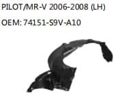 Fender Liner Compatible with Honda Pilot/MR-V 2006-2008 74151-S9V-A10