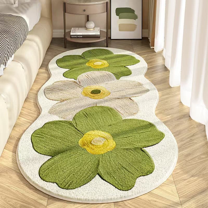 Cross-border fresh flowers imitation cashmere carpet girl's bedroom in person bedside blanket bay window mat home coffee table floor mat