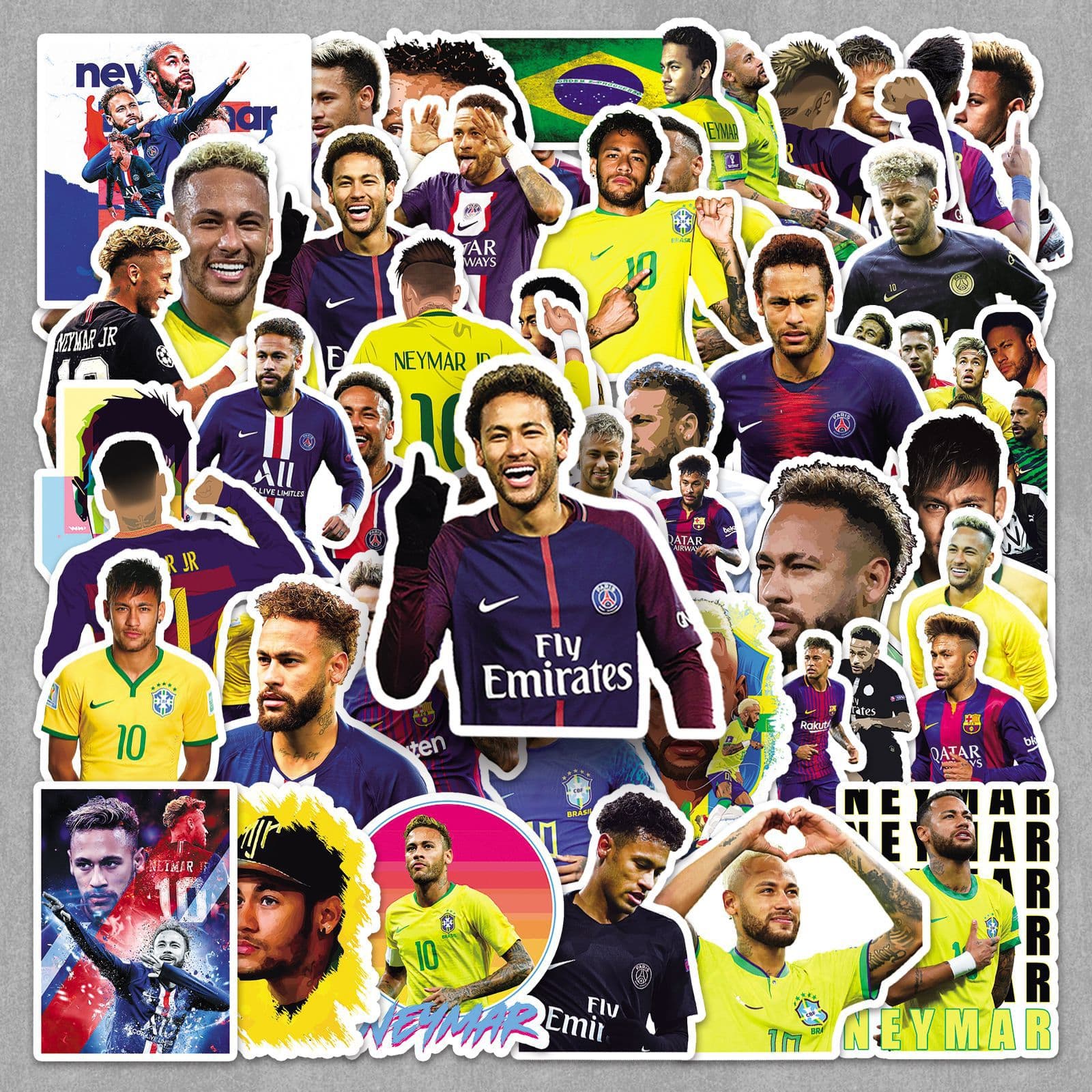50 Stickers of Handsome Neymar Football Player Motorcycle Milk Tea Cup Decals Cute Cartoon Painted Graffiti Printed Craftsmanship