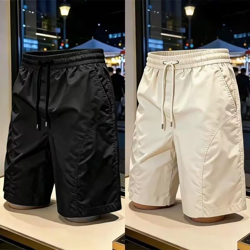 American Quick-Dry Sports Shorts for Men, Summer Lightweight Basketball Ice Silk Running Shorts, Slant Hem Casual 4-5 Inch Shorts