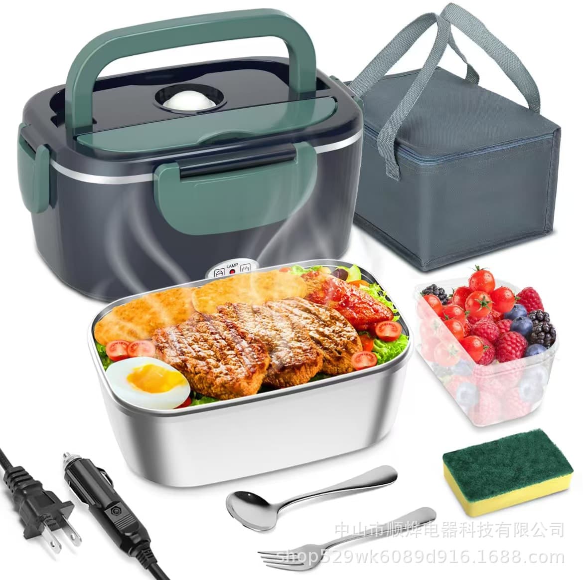 Cross-border 1.5L electric heating lunch box can be plugged into the electric heating lunch box for home and car dual-use hot lunch box portable insulated lunch box heating lunch box