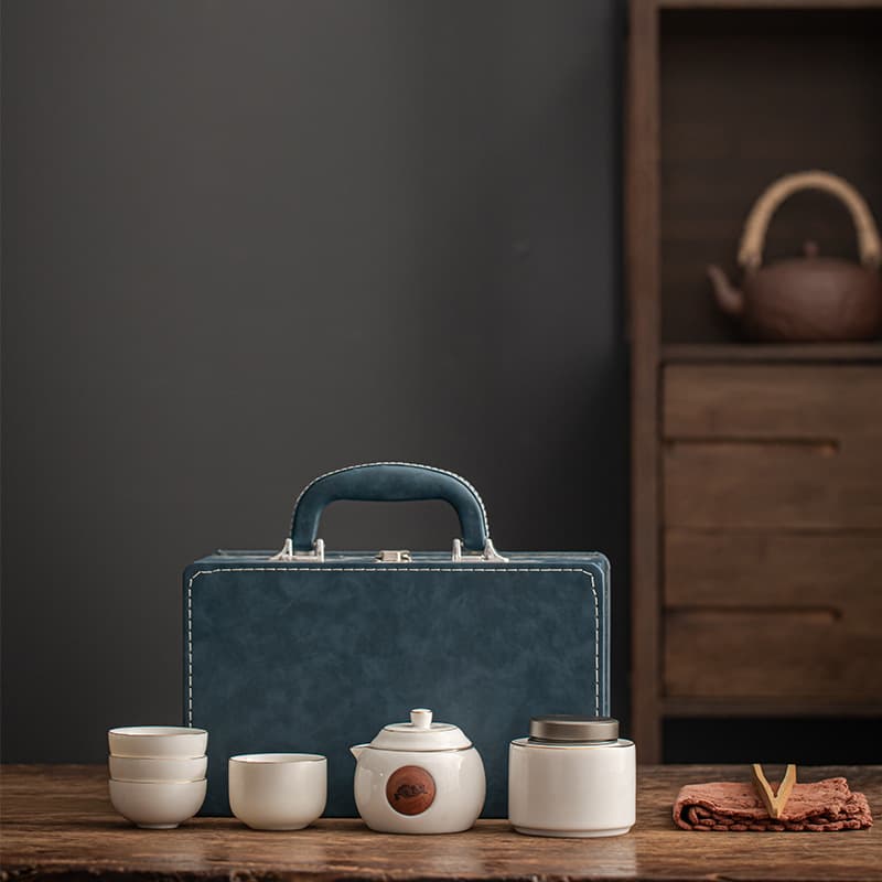 Portable Travel Kung Fu Tea Set with One Pot and Two Cups, Wholesale Gift for Business Opening Events