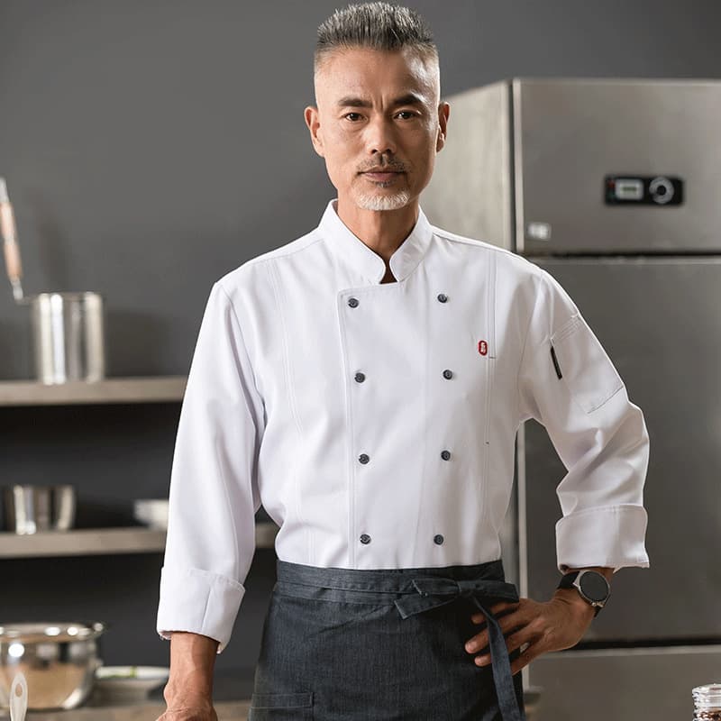 Chef Uniform Long Sleeve Breathable Hotel Catering Canteen Kitchen Workwear Men's Summer Baking Women's Uniform
