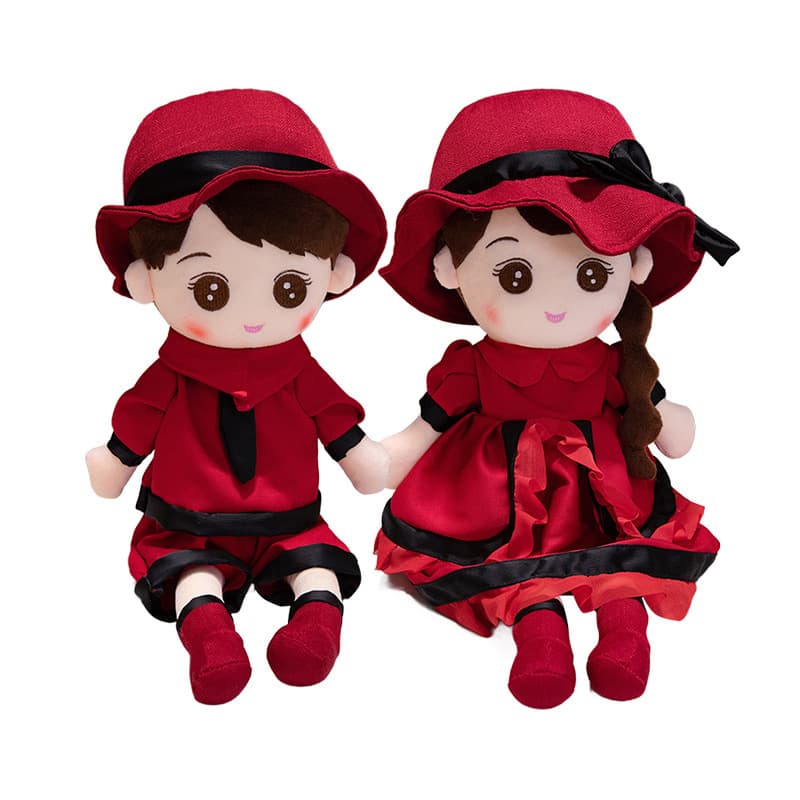 Premium Chinese-style Wedding Bedding Plush Dolls Pair - Adorable Double Happiness Figurines for Newlywed Rooms