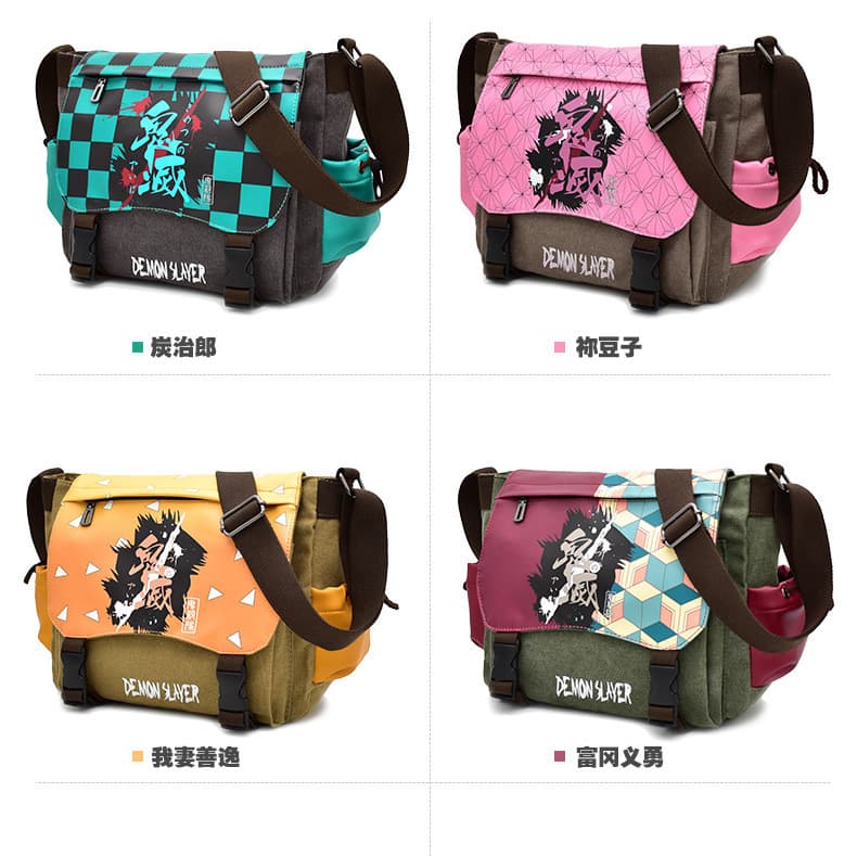 Demon Slayer: Kimetsu no Yaiba shoulder crossbody bag Attack on Titan Naruto One Piece anime canvas shoulder bag cross-border shipping