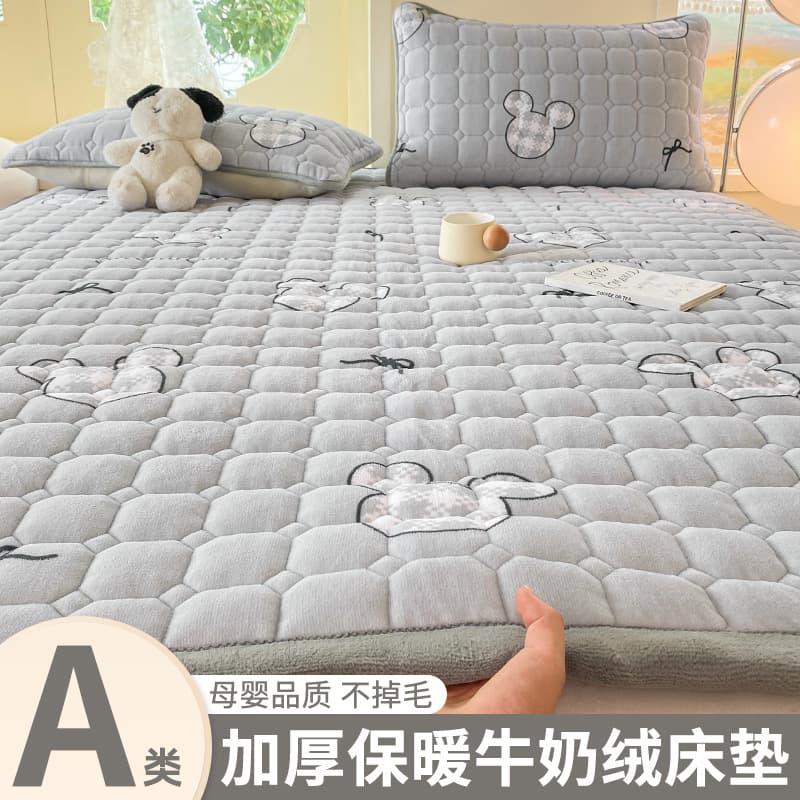 Milk Flannel Mattress Quilt Blanket Bedding, Dorm Single Mattress Soft Pad, Home Use Winter Thick Warmth