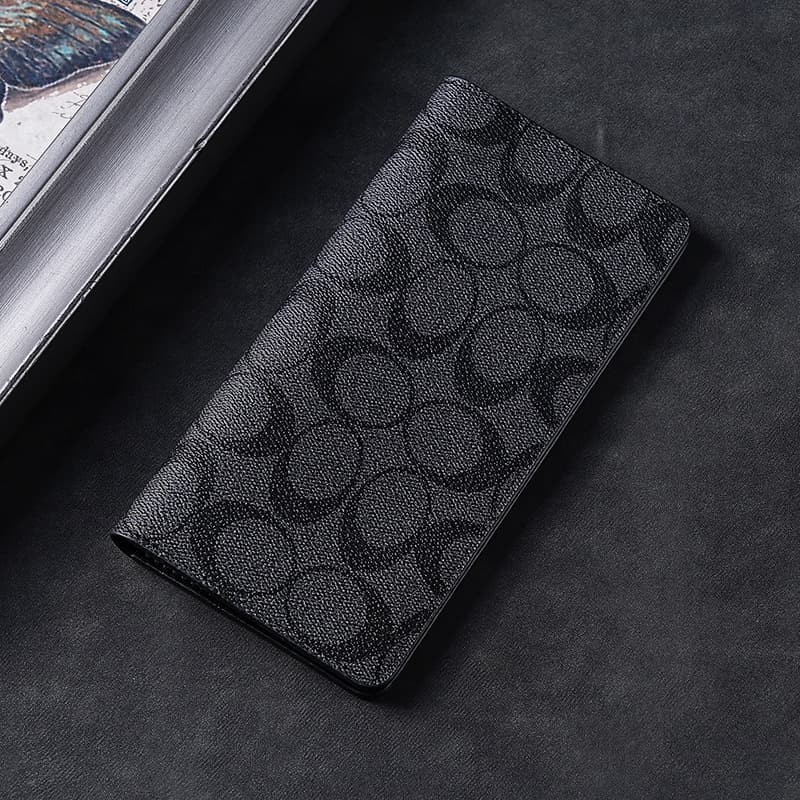 Men's Mid-Length Checkered Wallet, Youth Handheld Large Capacity Multi-Card Holder, Men's Genuine Leather Short Wallet