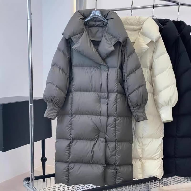 Thirteen Lines Pinghu White Duck Down Jacket Women's High-End Mid-Length Winter Coat Designer Women's Clothing Overstock Wholesale