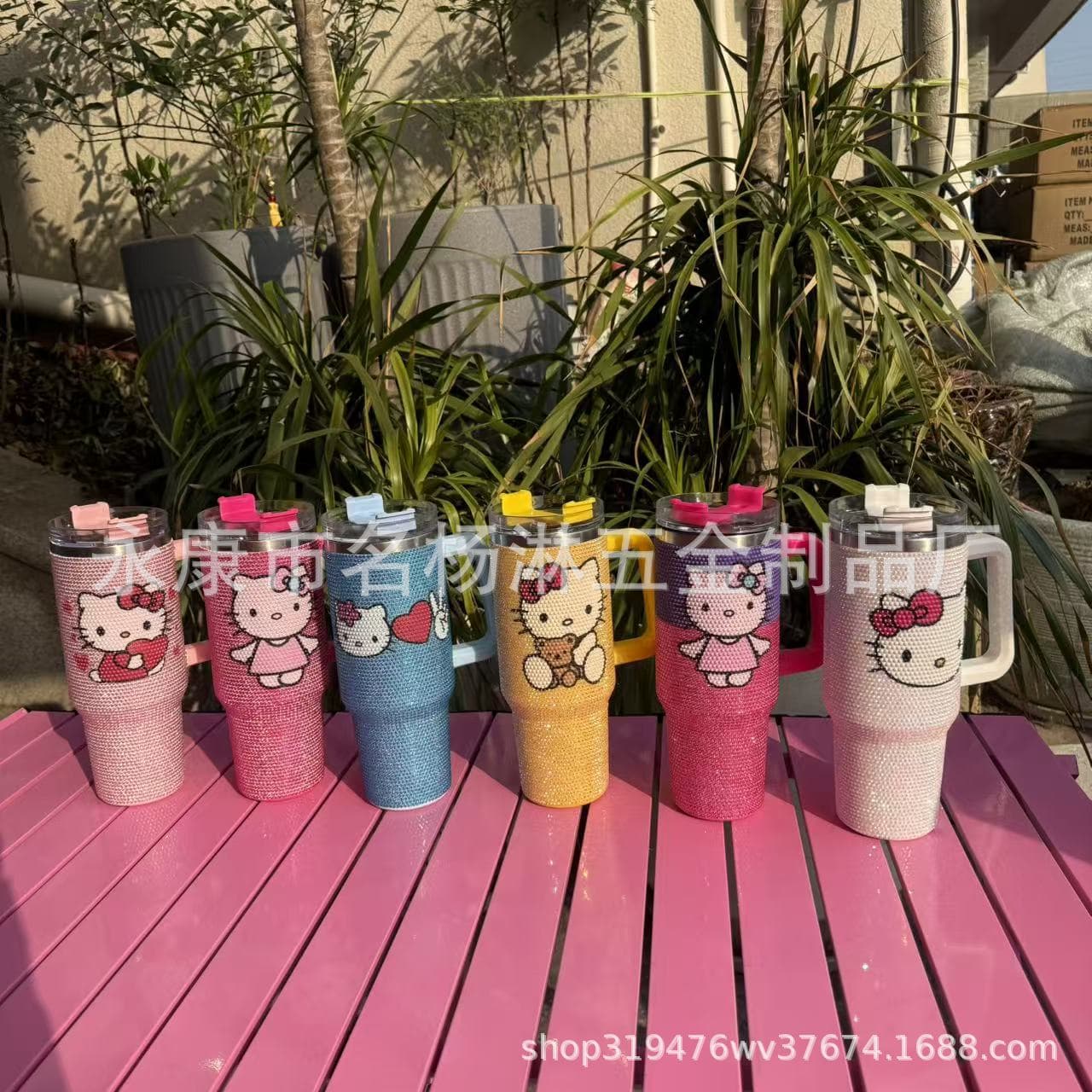 Cross-border 40 car cup car water cup with handle and diamond craft resin diamond water cup