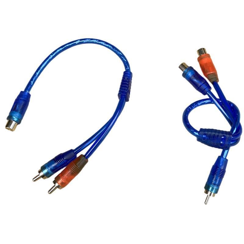 Car Audio Subwoofer 1-to-2 Audio Cable, Female to Dual Male Amplifier Adapter Cable