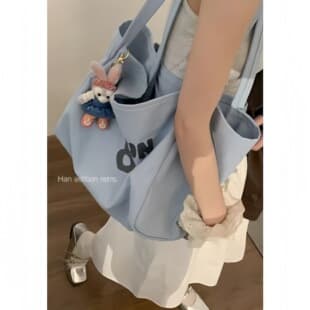 2025 New Large Capacity Canvas Tote Bag for Women Student Commute Single Shoulder Bag Versatile Cartoon Handbag