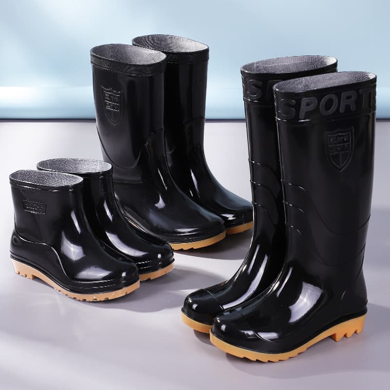 Men's Rain Boots High-Top Mid-Top Work Safety Rubber Boots Women's Fleece-Lined Warm Export Rain Boots Thickened Rubber Shoes Kitchen