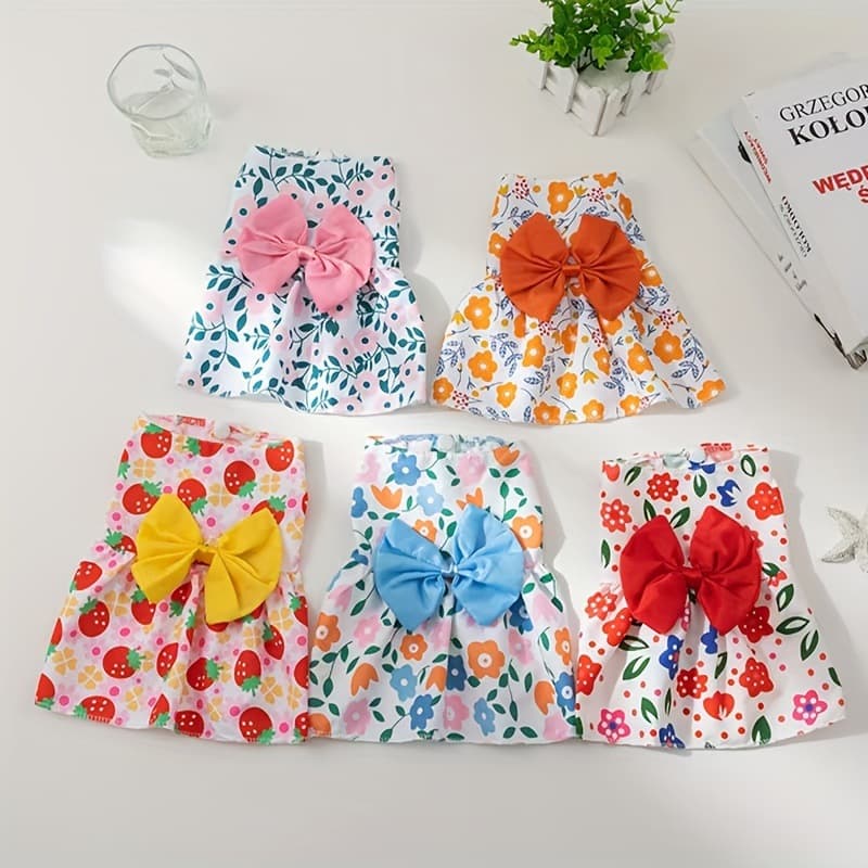 2026 New Cross-border Pet Clothing Dog Cat Bow Dress Small Dog Princess Dress Cross-border