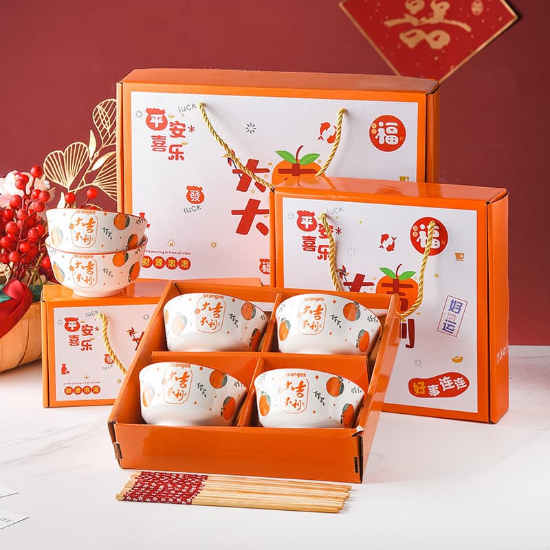 Mid-Autumn Gift Ceramic Bowl Chopsticks Set Bowl Gift Box Company Opening Giveaway Event Practical Souvenir with Logo