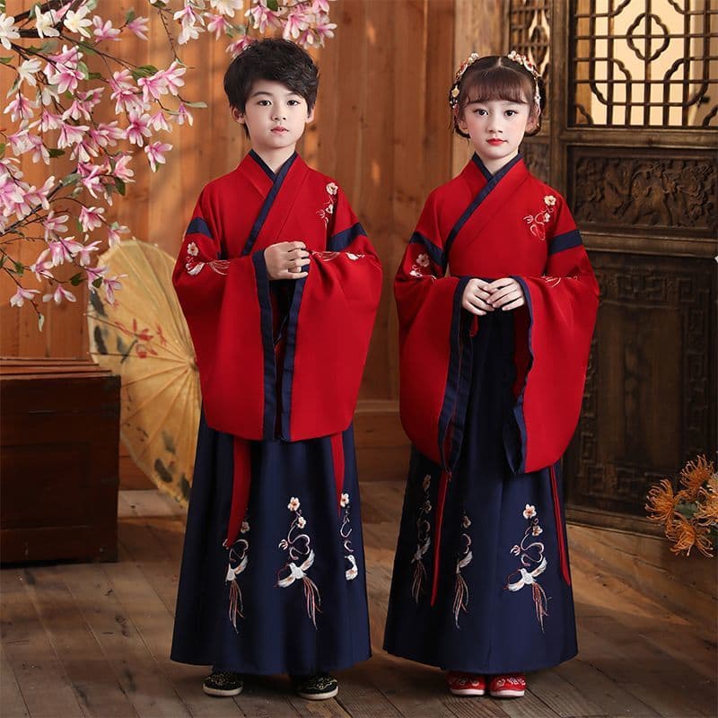 Hanfu Children's Chinese Style Tang Suit for Boys and Girls, Ancient Costume for School Performances