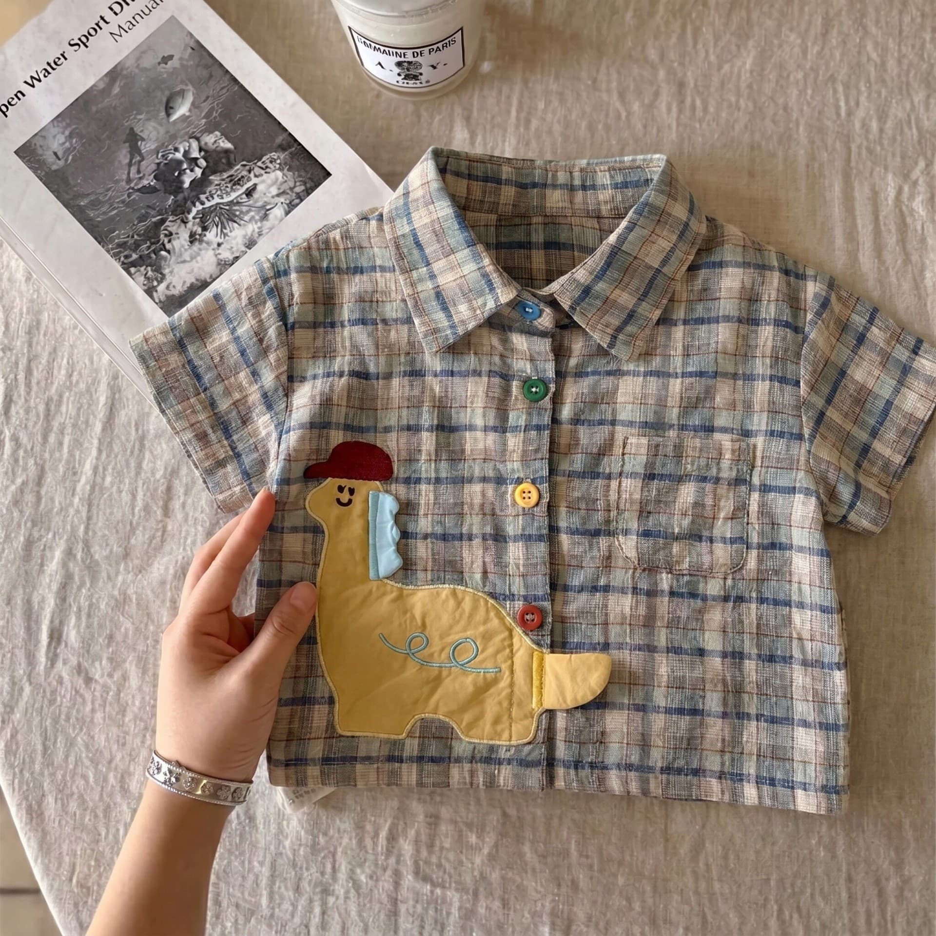 Boys Shirt Summer 2026 New Fashionable Baby Short Sleeve Thin Shirt Baby Turn-down Collar Plaid Top Summer