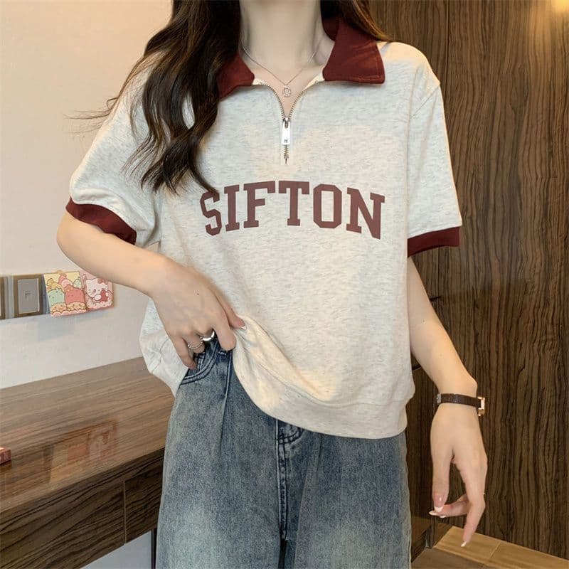 Plus Size Women's Summer Fashion Polo Shirt Short Sleeve T-Shirt Loose Slim Fit Top for 200 lbs