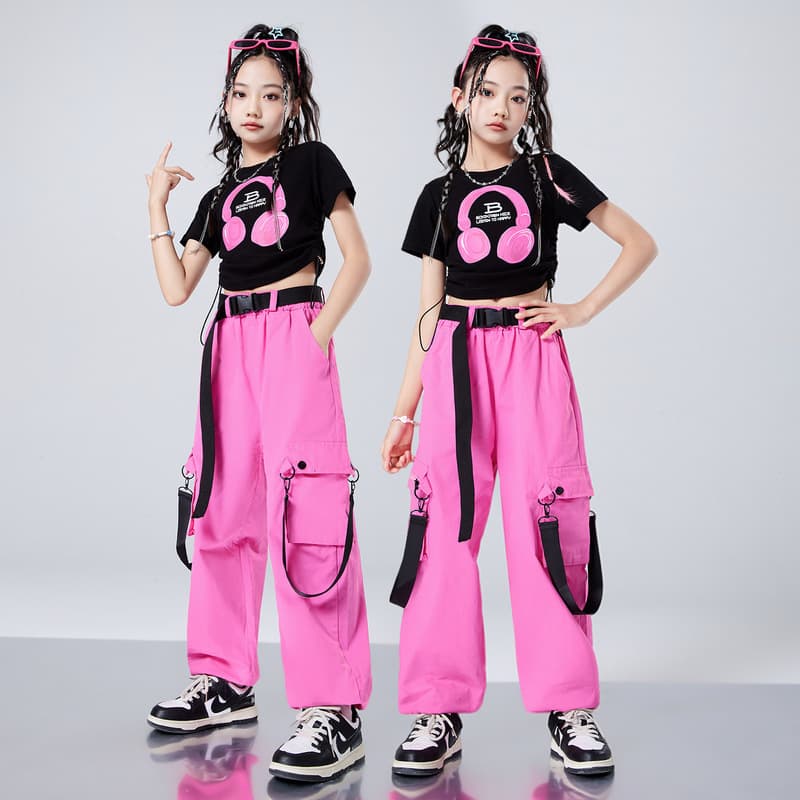 Street Dance Kids Trendy Clothing Hip Hop Girls Jazz Dance Costume Girl Model Runway Dance Performance Sassy Set Summer