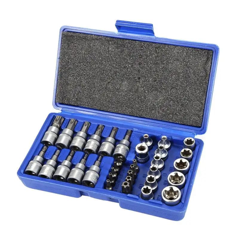 34-Piece Impact Socket Bit Set, Imperial Socket Bit Set, Professional Mechanic and Automotive Socket Tool Set