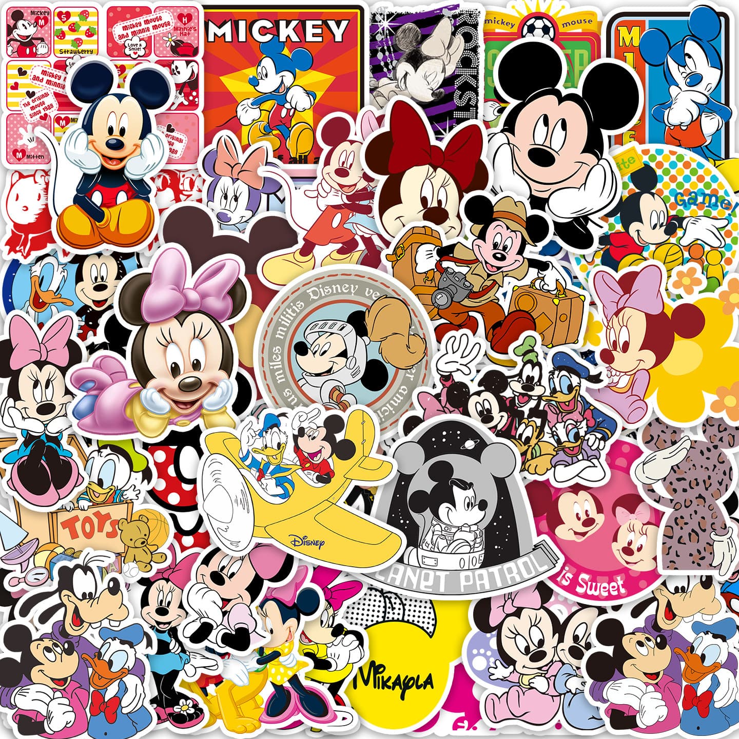 50 new cute Mickey Mouse stickers for notebooks, computers, cartoon children’s stickers, water cups, guitar Stickers