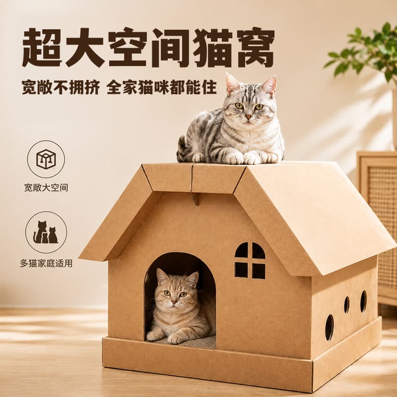 [Meow Cube] Cat Bed Cat Scratching Board Wear-Resistant Corrugated Cardboard Cat Bed Foldable Pet Cat Bed for All Seasons