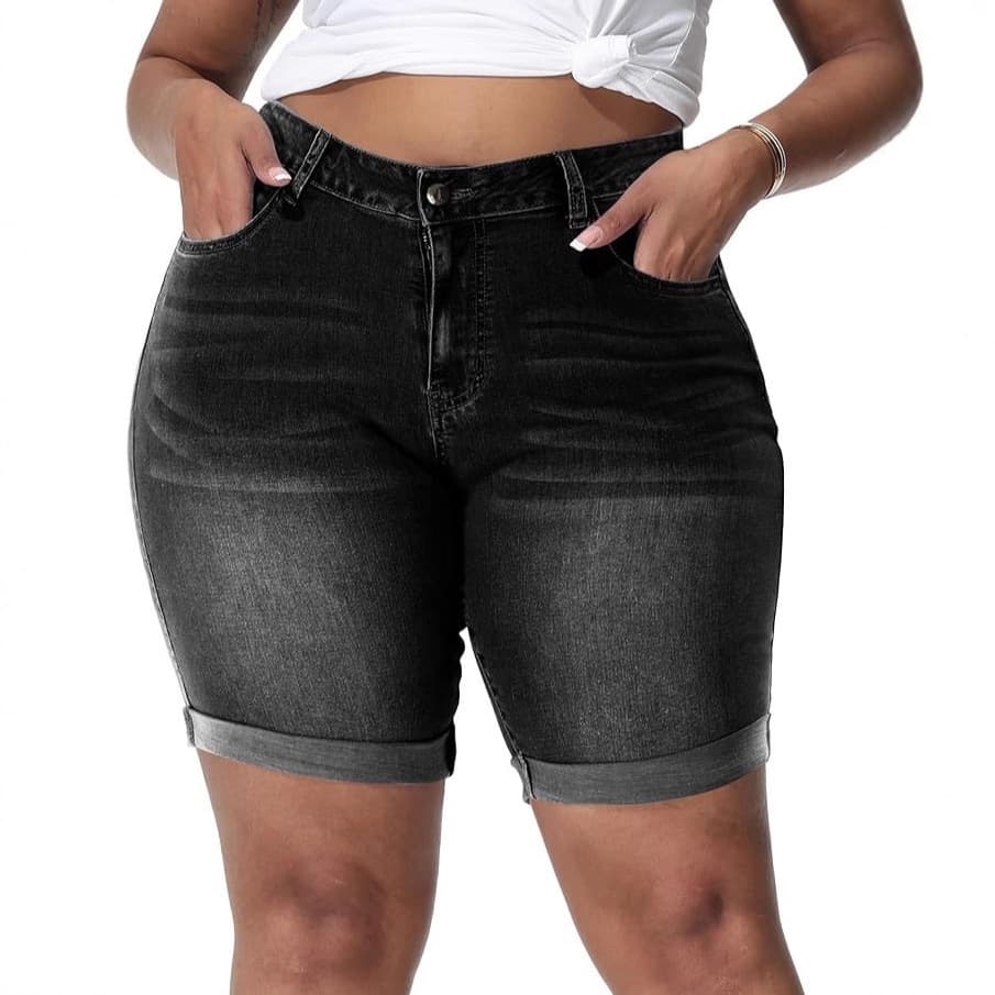 Plus Size Denim Shorts Stretch Slimming Bermuda Shorts Summer Women's Clothing