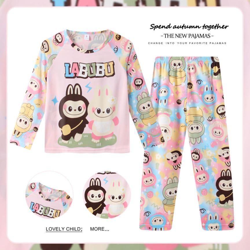 2024 New Girls' Pajamas Children Spring Autumn Long Sleeve Set Baby Girls Toddler Kids Homewear Can Be Worn Outside