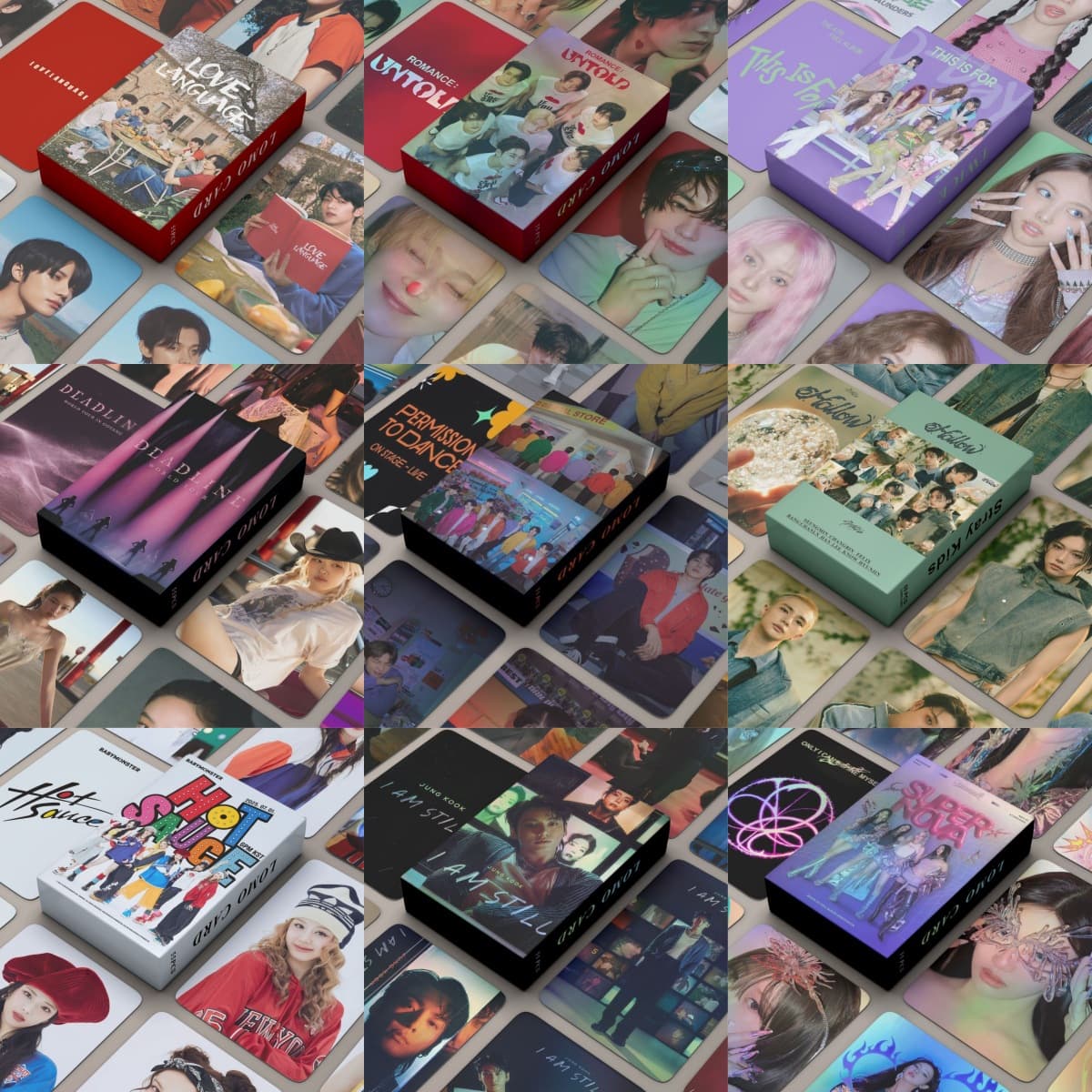 Laser card integration 55 bulletproof StrayKids pink BM ILLIT glitter gradient small Lomo cards