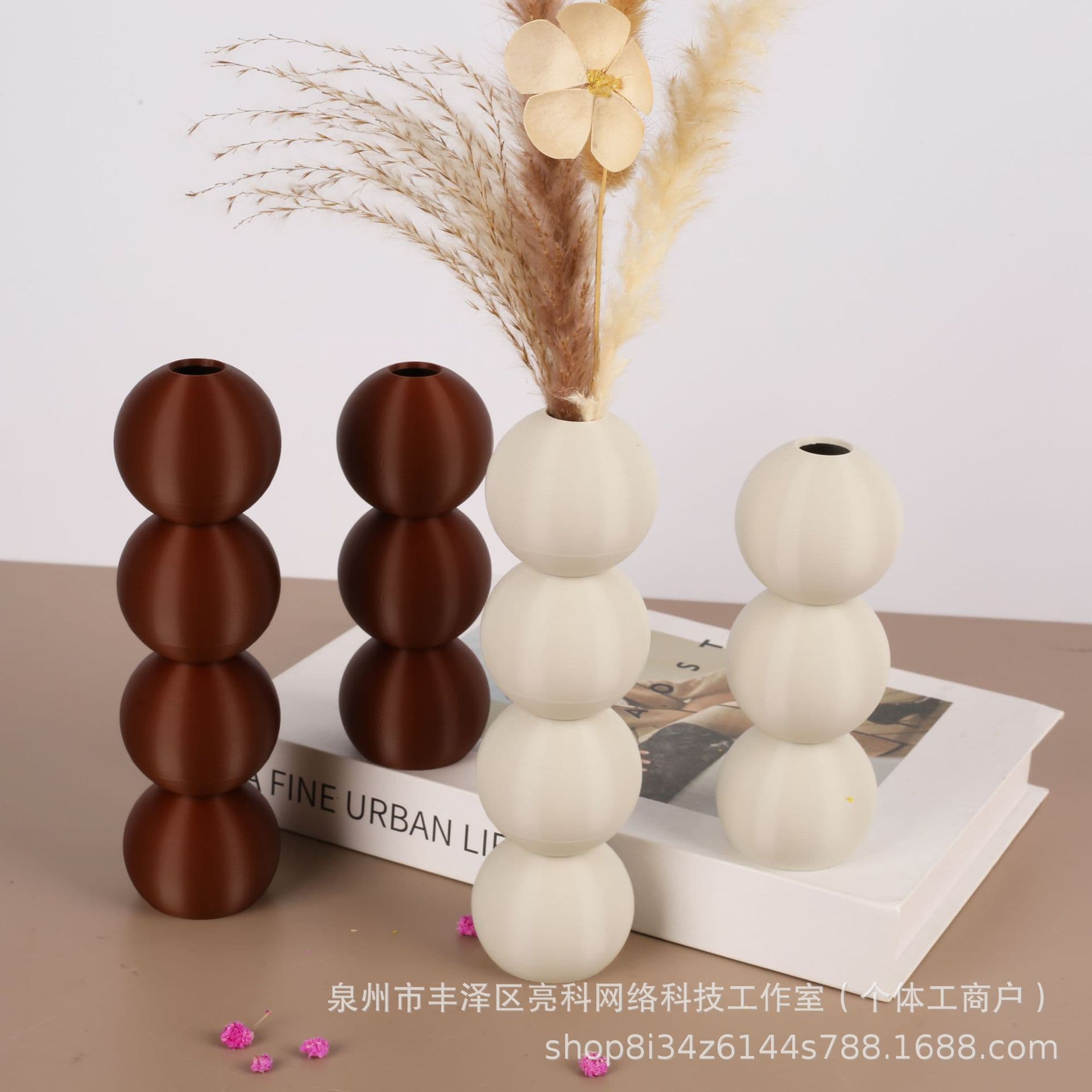 1 Stacked Round Ball Multi-Functional Storage Vase for Minimalist Ins-Style Desktop Decoration and Organization