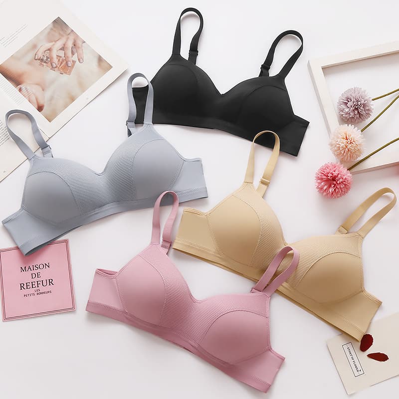 No-wire Baby Cotton Bra Breathable Comfortable Skin-friendly Large Chest Appears Small Underwear