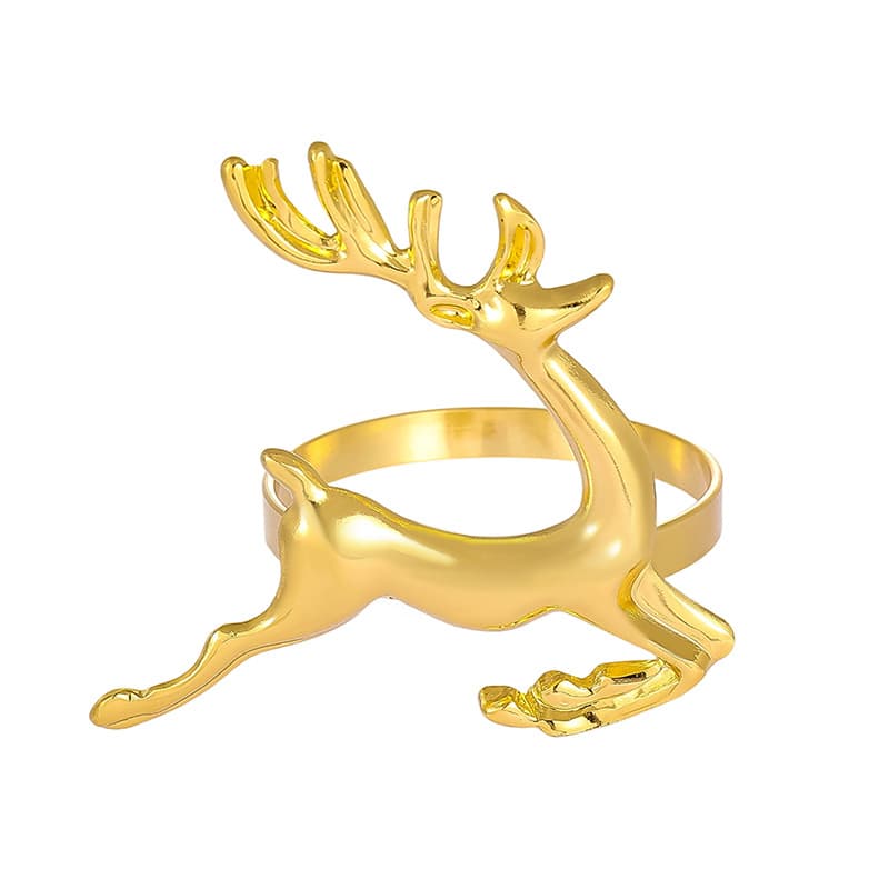 Cross-border popular Christmas napkin rings, Christmas party metal reindeer napkin buckles, hotel napkin rings, manufacturer wholesale.