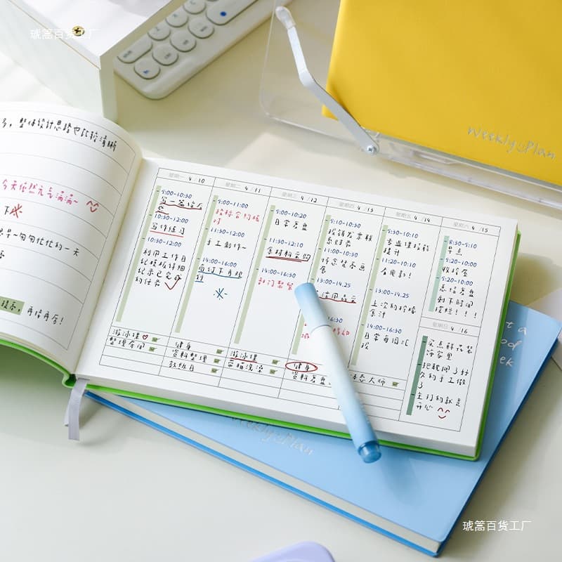 5-Week Planner Calendar Notepad, Daily Checklist Schedule, Horizontal Flip Weekly Page with Time Tracking and Punch Card
