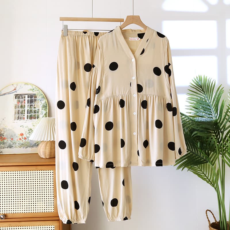 Cotton Silk Postpartum Clothing Plus Size 100kg Spring and Summer Maternity Nursing Postpartum Home Wear Pajamas