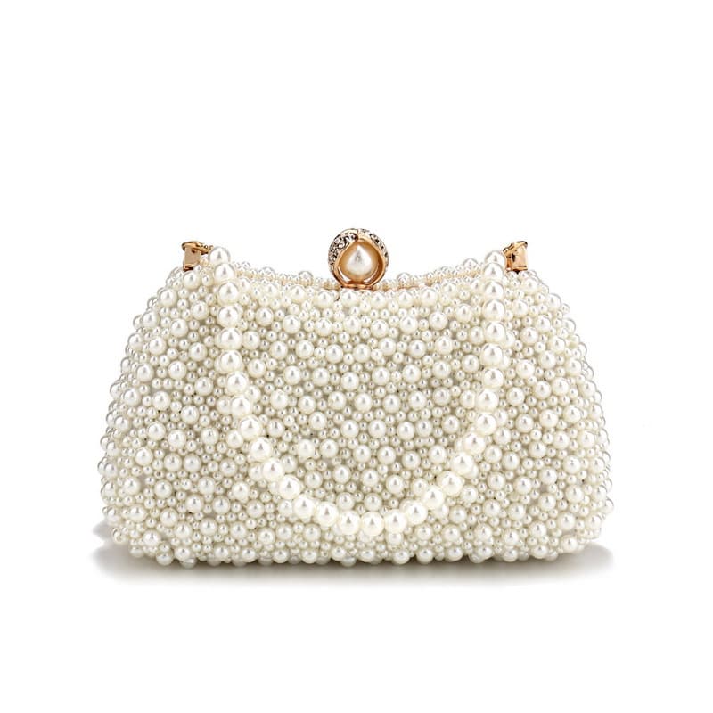 Elegant Pearl Imitation Evening Handbag for Women Party Perfect Match Acrylic Dumpling Shaped Bag with Phone Pocket Lock Buckle