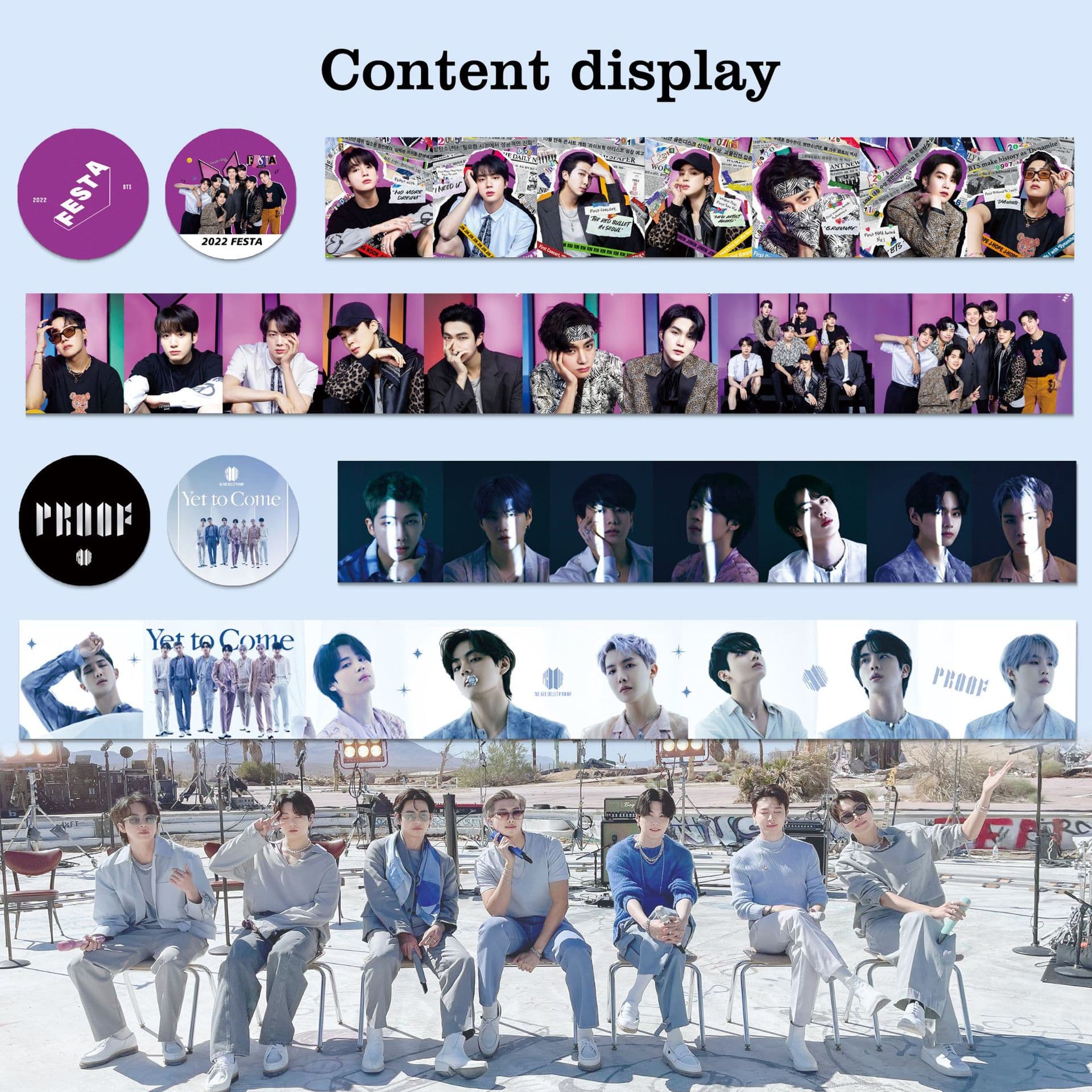 BTS 9th Anniversary Washi Tape New Album "Proof" Surrounding Bags with Same Style Stickers