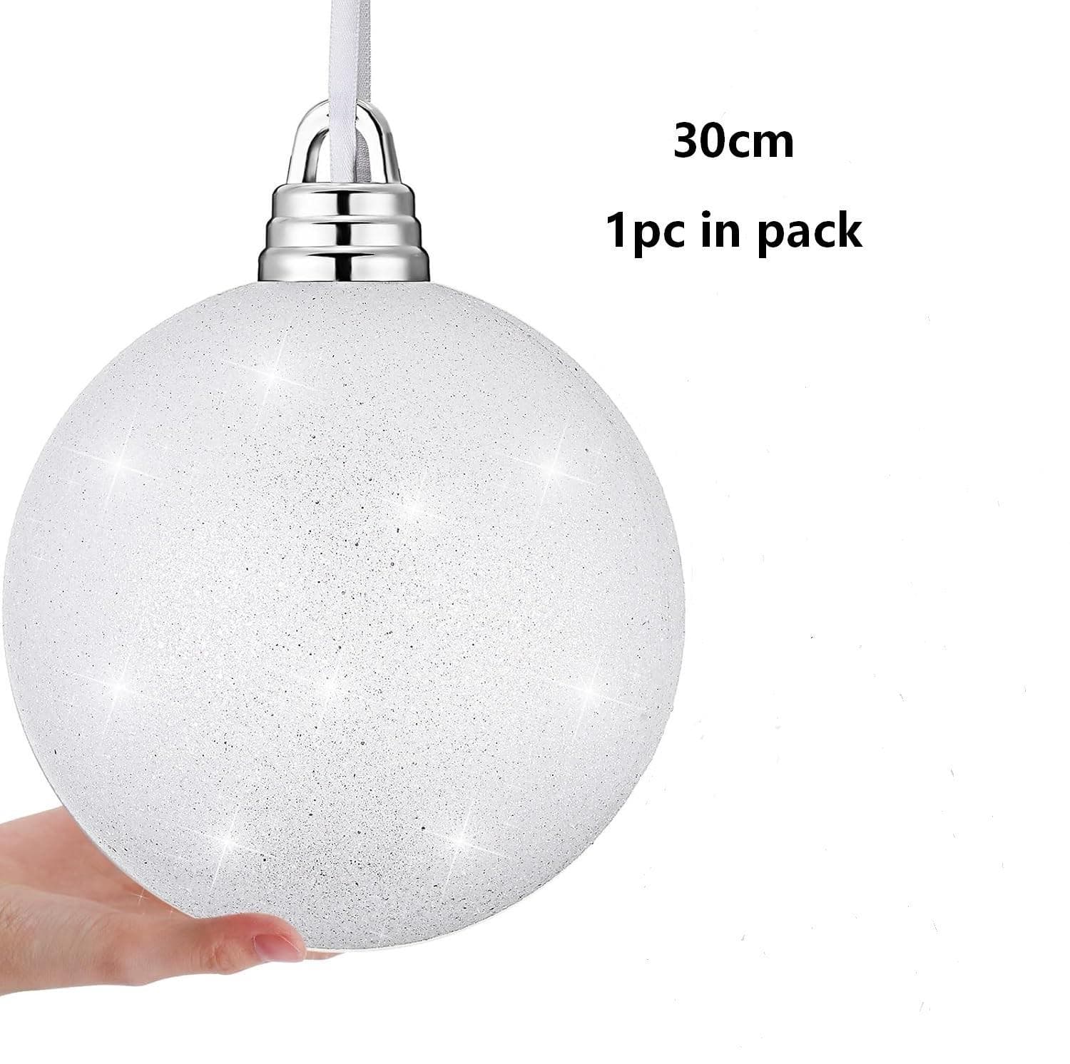 Large Christmas ball electroplated ball glitter powder sprinkled with green onion powder bright ball matt decorative ball wave ball diameter 30CM