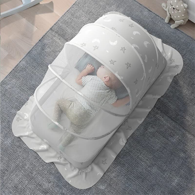 Baby Mosquito Net Cover, Full Coverage Crib Canopy, Foldable Children's Dome Mosquito Net with No Bottom