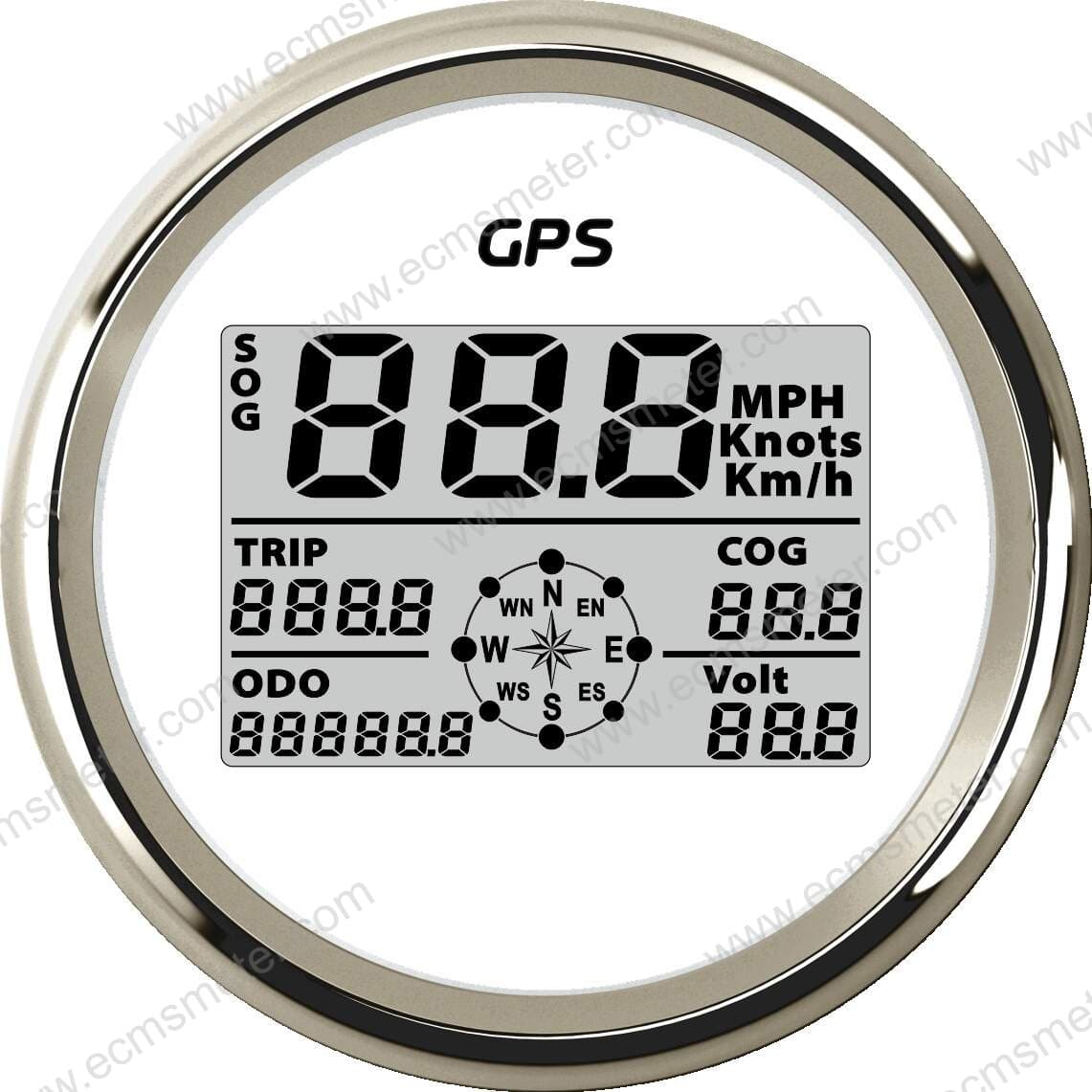 ECPC 85MM Diameter Multi-Color Backlit GPS Speedometer with Switchable Units (Knots/km/MPH)