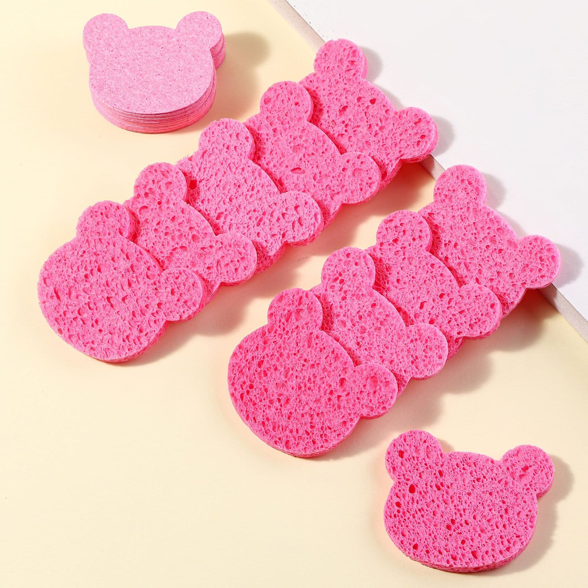 Cross-Border Natural Compressed Heart-Shaped Facial Sponges, Biodegradable Wood Pulp Cotton for Makeup Removal and SPA