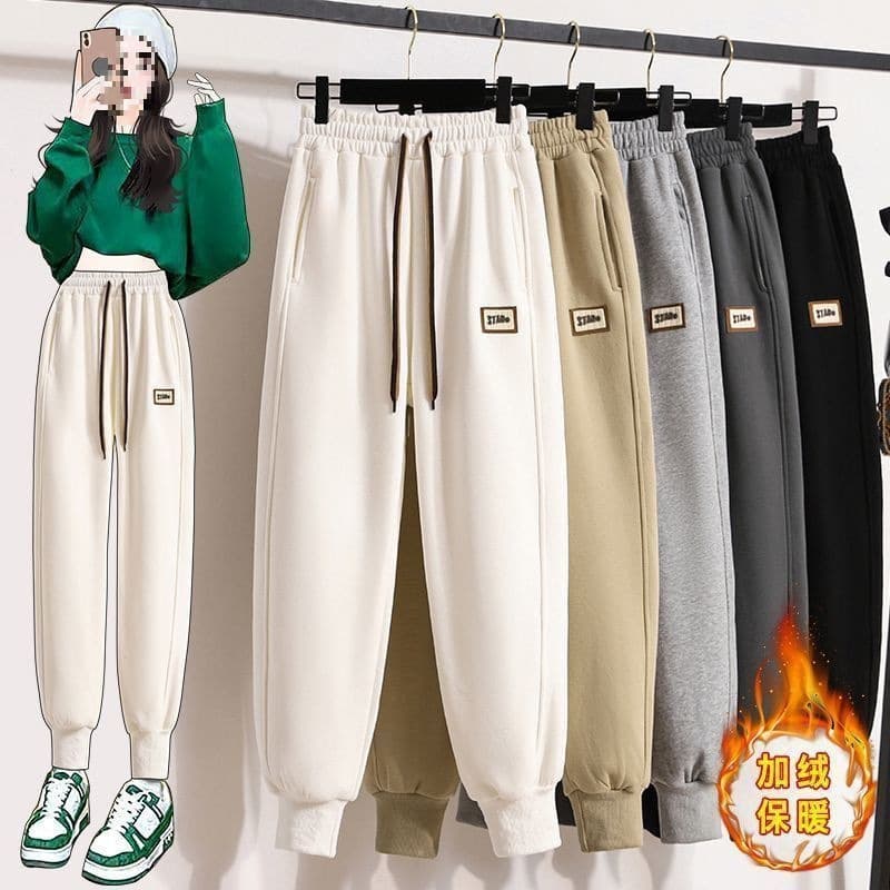 Clearance~ Tail-End Cut Label Store Withdrawal Fleece-Lined Athletic Pants Women Large Size Casual Sweatpants Trendy